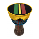 HEAD COVER - RED, GOLD, & GREEN STRIPES ON BLACK & ORANGE