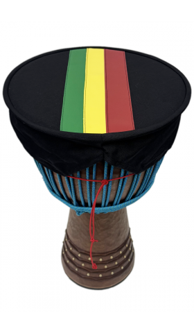 HEAD COVER - RED, GOLD, & GREEN STRIPES ON BLACK